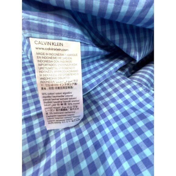 Calvin Klein Mens Dress Shirt Spread Collar Blue/Purple Checked Size XXL/TTG/EEG - Picture 4 of 7